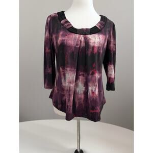 Cocomo Woman's Size PL Top Art Multicolor 3/4 Sleeves
